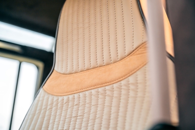 Interior of Defender 110 with cream leather seats