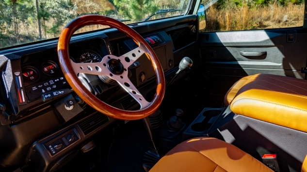 Interior of classic land rover defender
